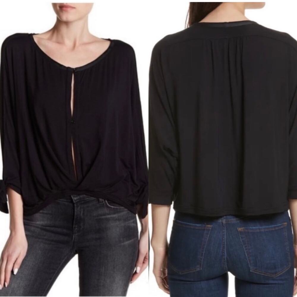 Free People Midnight Black Long Sleeve Tee